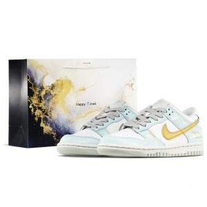 Женские низкие скейтерские кроссовки Dunk Cushioning, Wear Resistant, Blue Nike, Chance синий золотой