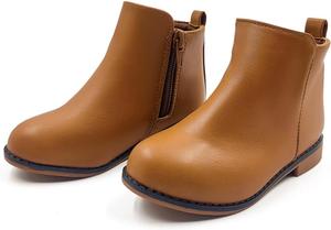 Детские ботинки для девочек, ботильоны с модным дизайном и молнией CIXVXCI, Brown