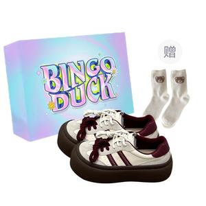 BINGO DUCK Термоутепленные скейтерки женские бордовые - бордовый+подарочные носки+эксклюзивная коробка, цвет Burgundy+Gift Socks+Exclusive Shoe Box