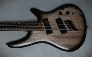 Бас-гитара Ibanez SRC6MS Bass VI с многоступенчатым грифом "Fan Fret" 2024, черный с эффектом выцветания, низкий глянец