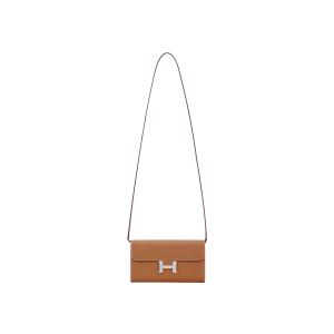 HERMES Кошелек Constance To Go Silver Tone Buckle Epsom Leather, сумка-клатч, плечевая, кросс-боди, маленькая, женская