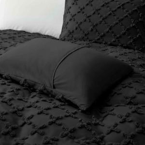 Комплект пододеяльников премиум-класса, 180 г/м², состоящий из 3 предметов, специальный дизайн с застежкой-молнией, черный цвет с крестом Puredown, цвет Black