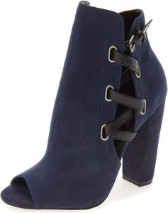 Женские ботильоны YDN с открытым носком, на массивном высоком каблуке, с боковой молнией, Blue