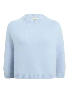 Укороченный свитер Sabina с круглым вырезом KHAITE, синий