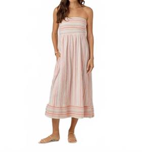 Jade Midi Dress In Strawberry Stripe Sundays, Strawberry Stripe