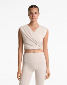 Укороченная футболка Oysho из хлопковой смеси светло-розового цвета