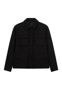 Черная куртка-бомбер в клетку «гусиная лапка» Les Deux, Raven Grey