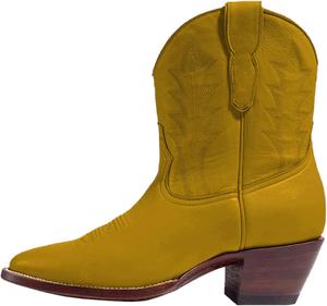 Стильные женские ковбойские сапоги - ручная работа из кожи с модным массивным каблуком для трендового вестерн-образа OAKUMSAS, Yellow