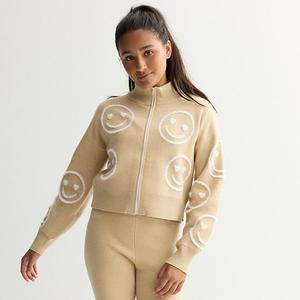 Детский свитер на молнии для девочек 6-20 лет в размерах regular и plus So, Oat Heather