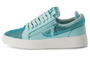 Женские кожаные кроссовки GZ94, украшенные стразами Giuseppe Zanotti, Blue