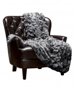 Плед премиум-класса из искусственного меха с драпировкой - Роскошный, мягкий двусторонний плед цвета норки - 108 x 86 дюймов (размер King Size) - Темно-серый Chanasya, Dark gray