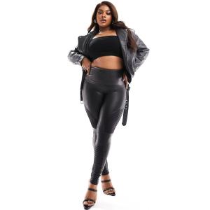 Леггинсы Spanx Plus Faux Leather Moto, черный