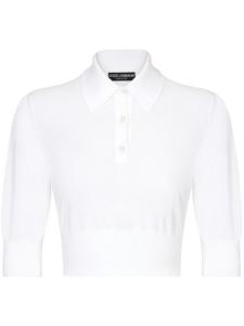 Dolce & Gabbana укороченная рубашка поло тонкой вязки, белый