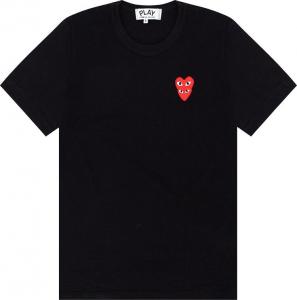 Футболка Comme des Garçons PLAY Double Red Heart Tee 'Black', черный