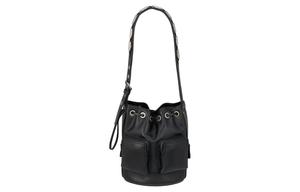 ZARA Кожаная сумка ведро через плечо женская черная, Black