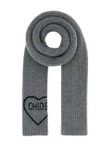 Шарф с сердечками Chloé, серый