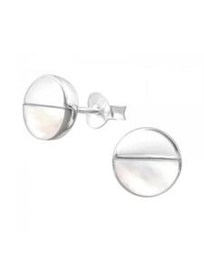 Alexander York Серьги-гвоздики из перламутра с серебряными накладками из серебра 925 пробы, комплект из 2 штук