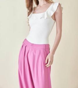 Боди с квадратным вырезом и оборками, белый цвет Fore, белый