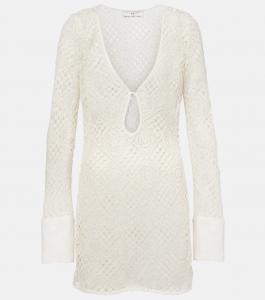 Мини-платье из хлопка с крючком в полоску SIR, слоновая кость