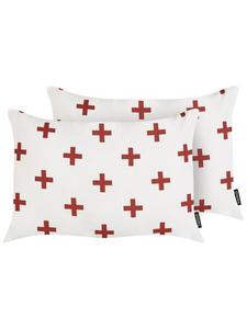 Beliani Комплект из 2 декоративных подушек VELLEIA в бело-красном цвете