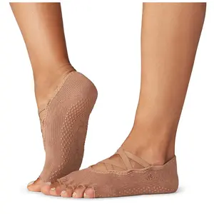 Носки Toesox Grip Heel&Toe Elle short, коричневый