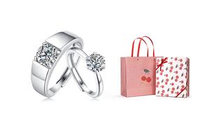 Кольцо из стерлингового серебра 925 пробы для женщин Couple Lady Go, 1 Carat 1 Pair-Cherry Box