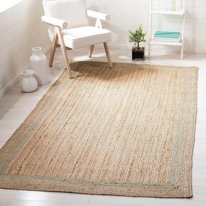 Ковер SAFAVIEH, 183 x 275 см, Natural Fiber Collection, Green & Natural, ручной работы с каймой Farmhouse Jute, идеален для помещений с высокой проходимостью в гостиной, спальне (NF109Y)