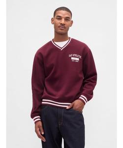 (U) Винтажная мягкая толстовка оверсайз с V-образным вырезом и логотипом GAP