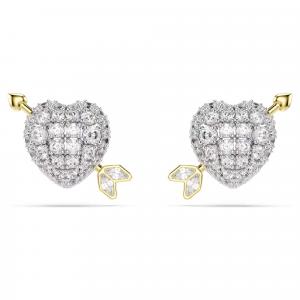 Серьги-гвоздики Swarovski Idyllia Mixed Cuts, Heart With Arrow, белый