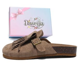 Домашние тапочки Dawei's House с бахромой, устойчивые к истиранию, с закрытым носком, женские, цвет хаки, цвет Khaki