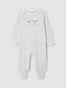 Детский хлопковый комбинезон I Love Daddy в полоску John Lewis, Cream/Grey