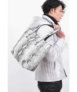 Сумка-шоппер TORNADO MART из кожи с принтом под питона, цвет Off