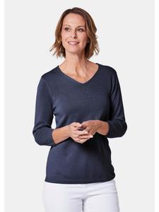 Вязаный свитер: простой свитер с V-образным вырезом темно-синего цвета GOLDNER