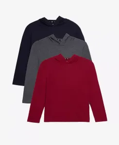 Комплект из 3 базовых футболок с капюшоном и длинным рукавом для детей и мальчиков XRAY, красный