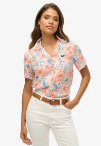 Винтажная пляжная курортная блузка на пуговицах Superdry & Co, Hibiscus Navy