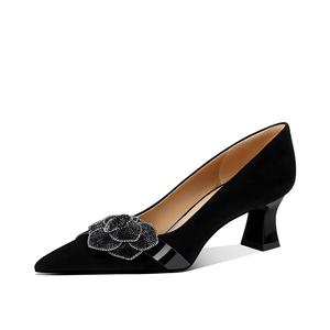 Женские черные туфли на каблуке JESSICA SOPHIA с асимметричным каблуком 5,5 см