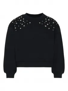 Свитшот с круглым вырезом и звездными заклепками John Richmond Junior, черный