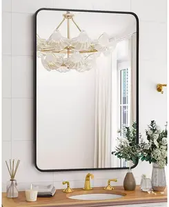 Зеркало для ванной комнаты, эстетичное и универсальное, размером 48 x 30 дюймов, для установки над раковиной, доступно в различных размерах, вешается горизонтально или вертикально, легко устанавливается Gaomon, black