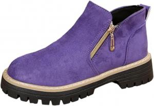 Женские ботильоны на низком каблуке, короткие ботинки на толстом каблуке для женщин, платформенные осенние прогулочные туфли 2025, удобные нескользящие уличные нарядные ботинки Generic, Purple