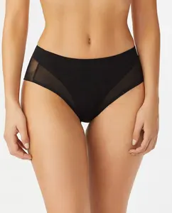 Высокие трусики с эффектом танга и тюлем Promise, черный