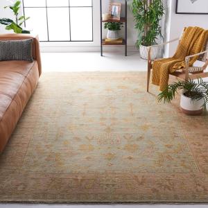 Ковер SAFAVIEH, 305 x 427 см, Oushak Collection, Soft Green & Rust, ручной вязки, традиционный восточный из шерсти, идеален для помещений с высокой проходимостью в гостиной, спальне (OSH112A)