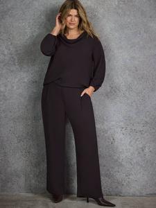 Брюки с широкими штанинами и декоративными пуговицами Live Unlimited, Brown