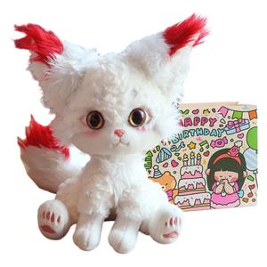 Dolls and bears dance Плюшевая игрушка Cute Curl Winter Snow Fox, мультяжный белый лис в сидячей позе