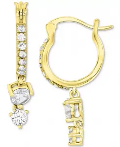 Серьги-Кольца с двумя камнями кубического циркония из стерлингового серебра с покрытием из 14-каратного золота Macy'S, gold