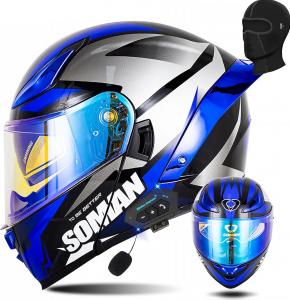 Шлем мотоциклетный CYYFULE-888 Bluetooth, синий / черный