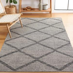 Ковер SAFAVIEH, 122 x 183 см, Montauk Collection, Black, ручной работы из хлопка, идеален для помещений с высокой проходимостью: прихожая, гостиная, спальня (MTK821D)