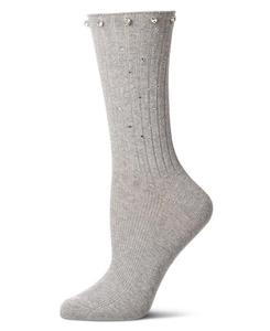 Женские ребристые носки из хлопка с стразами MeMoi, Med gray heather
