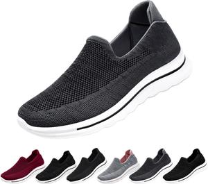 Женские дышащие сетчатые мюли для ходьбы, плетеные слипоны и клоги, дышащие с поддержкой свода стопы, обувь для ходьбы, с открытой пяткой, слипоны, нескользящие кроссовки Generic, черный/серый