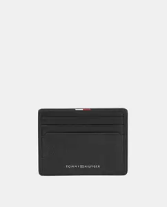 Мужской кожаный кардхолдер с логотипом Tommy Hilfiger, черный
