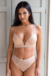 Определения бюстгальтера пуш-ап с глубоким вырезом низкой спинкой и косточками Pour Moi, бежевый